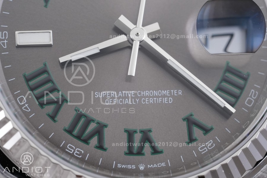 DateJust 36 SS 126234 VSF 1:1 Best Edition 904L Steel Gray Dial Green Roman on Jubilee Bracelet VS3235 V2