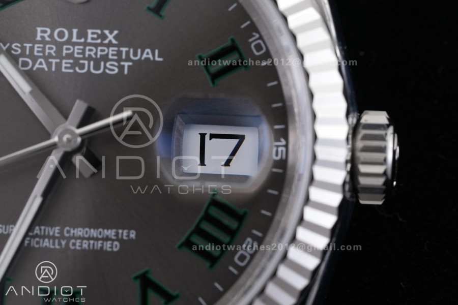 DateJust 36 SS 126234 VSF 1:1 Best Edition 904L Steel Gray Dial Green Roman on Jubilee Bracelet VS3235 V2