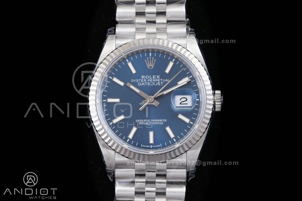 DateJust 36 SS 126234 VSF 1:1 Best Edition 904L Steel Blue Stick Dial on Jubilee Bracelet VS3235 V2