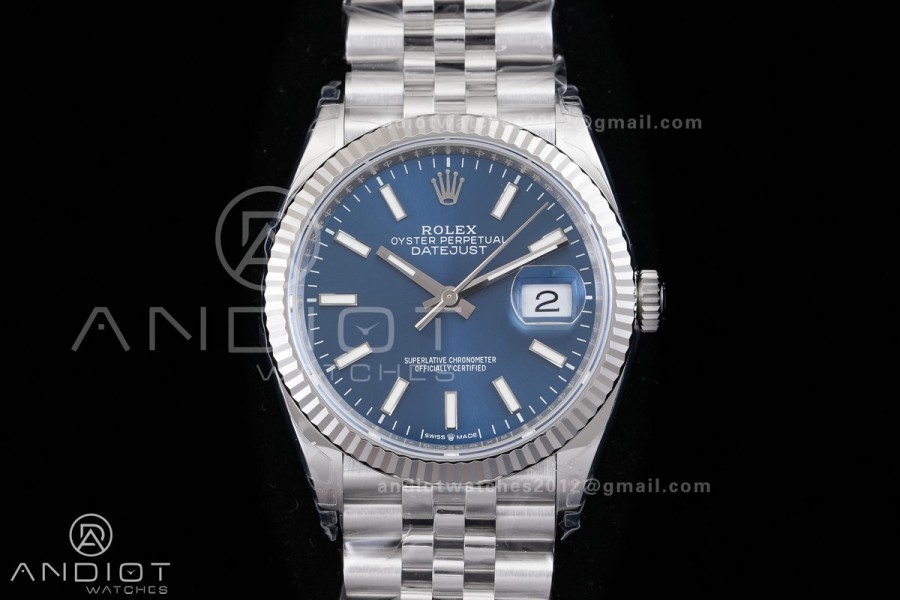 DateJust 36 SS 126234 VSF 1:1 Best Edition 904L Steel Blue Stick Dial on Jubilee Bracelet VS3235 V2