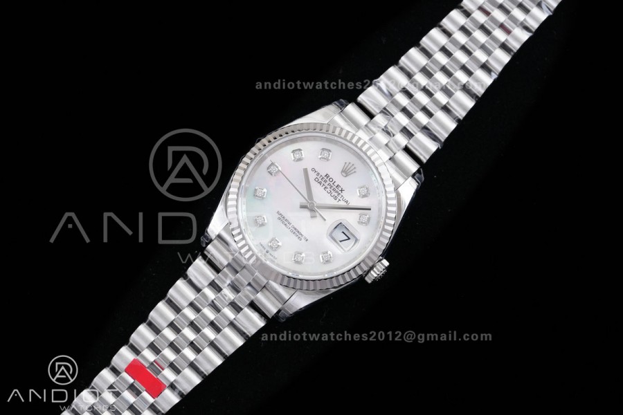 DateJust 36 SS 126234 VSF 1:1 Best Edition 904L Steel White MOP Dial Diamonds Markers on Jubilee Bracelet VS3235 V2