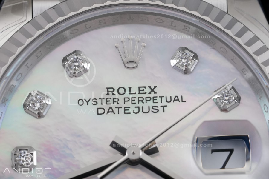 DateJust 36 SS 126234 VSF 1:1 Best Edition 904L Steel White MOP Dial Diamonds Markers on Jubilee Bracelet VS3235 V2