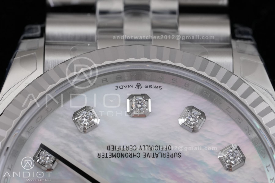 DateJust 36 SS 126234 VSF 1:1 Best Edition 904L Steel White MOP Dial Diamonds Markers on Jubilee Bracelet VS3235 V2
