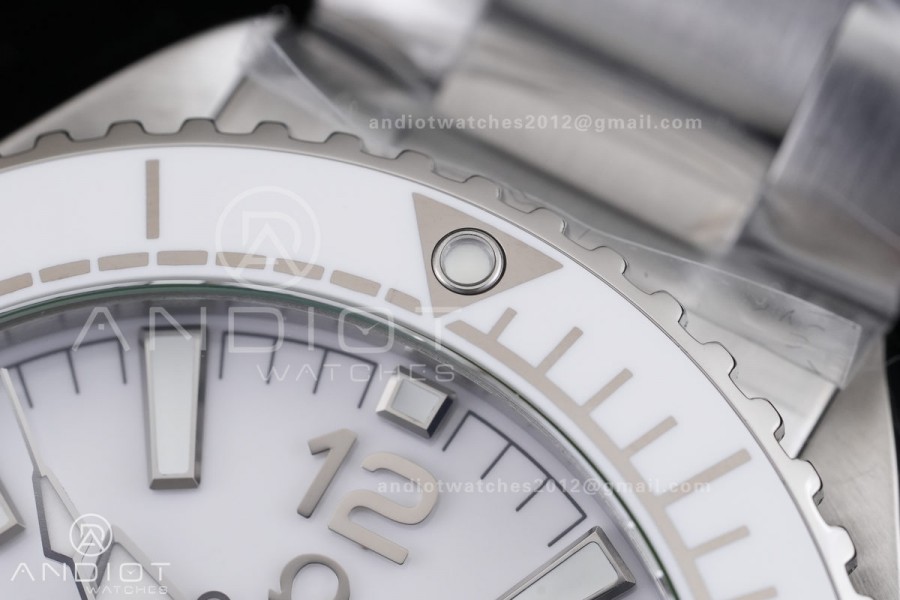 Planet Ocean 39.5mm White Ceramic Bezel SS VSF 1:1 Best Edition White Dial On SS Bracelet Super Clone Asian 8800