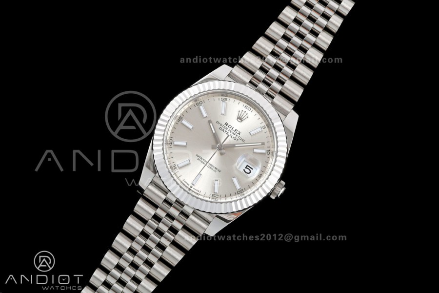 DateJust 41 126334 Clean Plus 1:1 Best Edition Sliver Stick Dial on Jubilee Bracelet DD3235