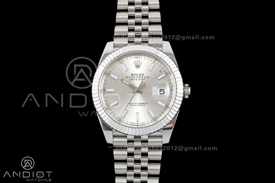 DateJust 41 126334 Clean Plus 1:1 Best Edition Sliver Stick Dial on Jubilee Bracelet DD3235