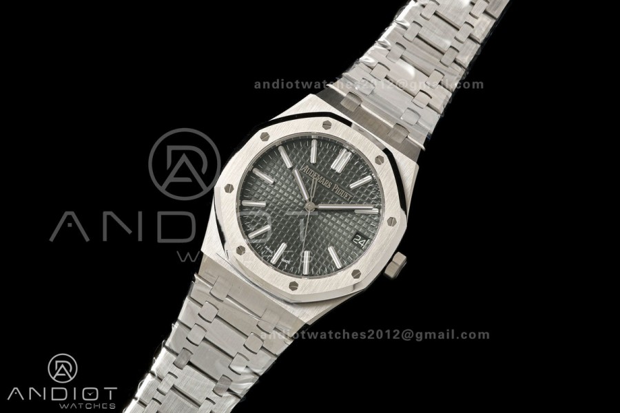 Royal Oak 41mm 15510 SS VSF 1:1 Best Edition Green Textured Dial on SS Bracelet DD4302 Super Clone