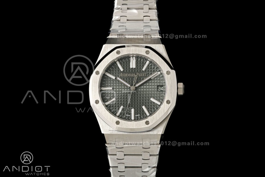 Royal Oak 41mm 15510 SS VSF 1:1 Best Edition Green Textured Dial on SS Bracelet DD4302 Super Clone