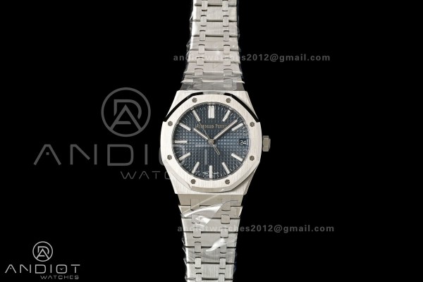 Royal Oak 41mm 15510 SS VSF 1:1 Best Edition Blue Textured Dial on SS Bracelet DD4302 Super Clone