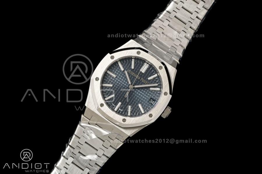 Royal Oak 41mm 15510 SS VSF 1:1 Best Edition Blue Textured Dial on SS Bracelet DD4302 Super Clone