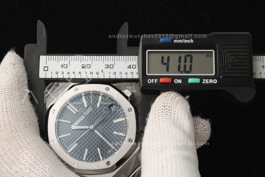 Royal Oak 41mm 15510 SS VSF 1:1 Best Edition Blue Textured Dial on SS Bracelet DD4302 Super Clone