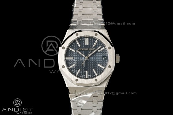 Royal Oak 41mm 15510 SS VSF 1:1 Best Edition Blue Textured Dial on SS Bracelet DD4302 Super Clone