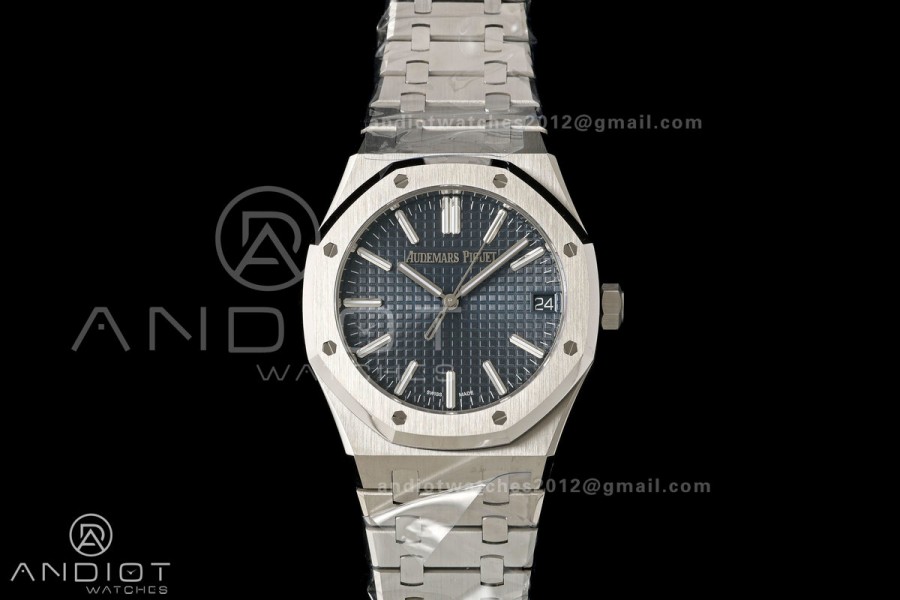 Royal Oak 41mm 15510 SS VSF 1:1 Best Edition Blue Textured Dial on SS Bracelet DD4302 Super Clone