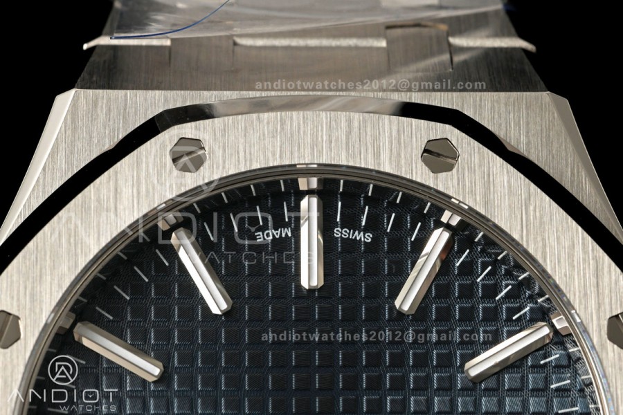 Royal Oak 41mm 15510 SS VSF 1:1 Best Edition Blue Textured Dial on SS Bracelet DD4302 Super Clone
