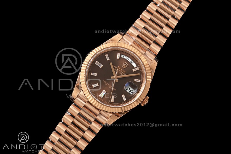 DayDate 40mm 228235 VSF Gain Weight V2 1:1 Best Edition Brown Dial T Diamond Marker on President Bracelet VS3255