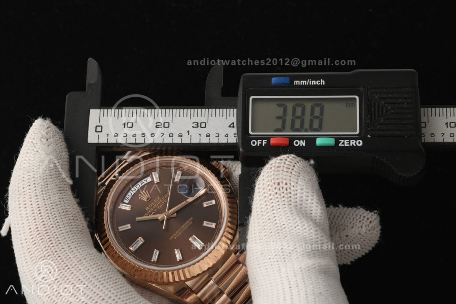 DayDate 40mm 228235 VSF Gain Weight V2 1:1 Best Edition Brown Dial T Diamond Marker on President Bracelet VS3255