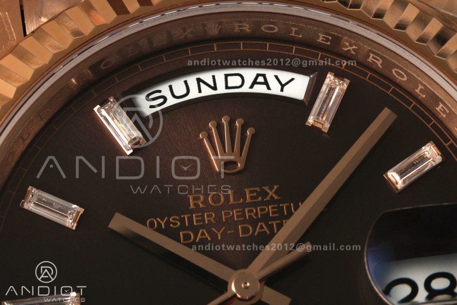 DayDate 40mm 228235 VSF Gain Weight V2 1:1 Best Edition Brown Dial T Diamond Marker on President Bracelet VS3255