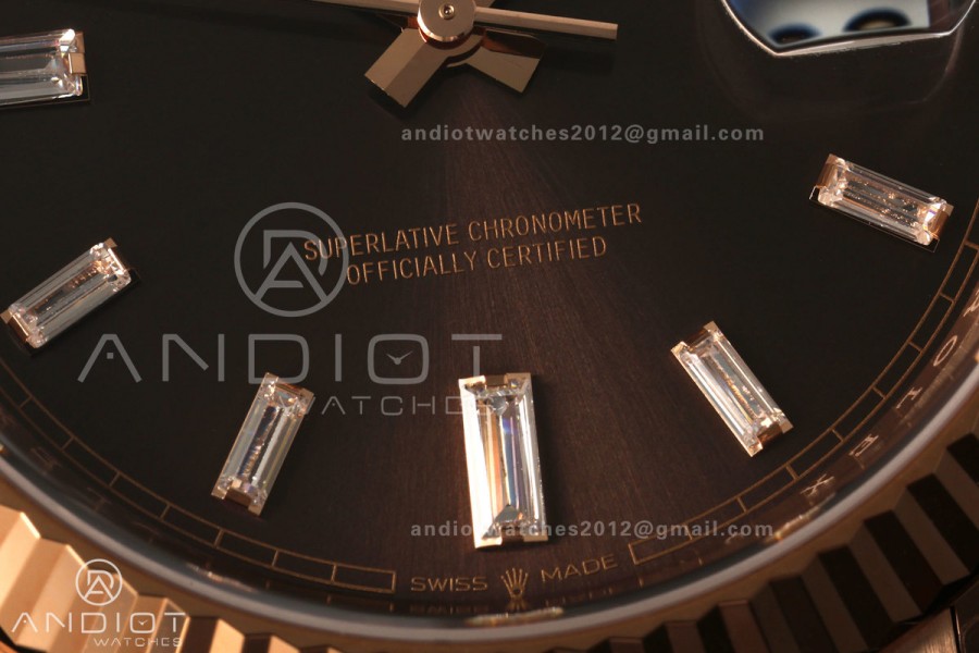 DayDate 40mm 228235 VSF Gain Weight V2 1:1 Best Edition Brown Dial T Diamond Marker on President Bracelet VS3255