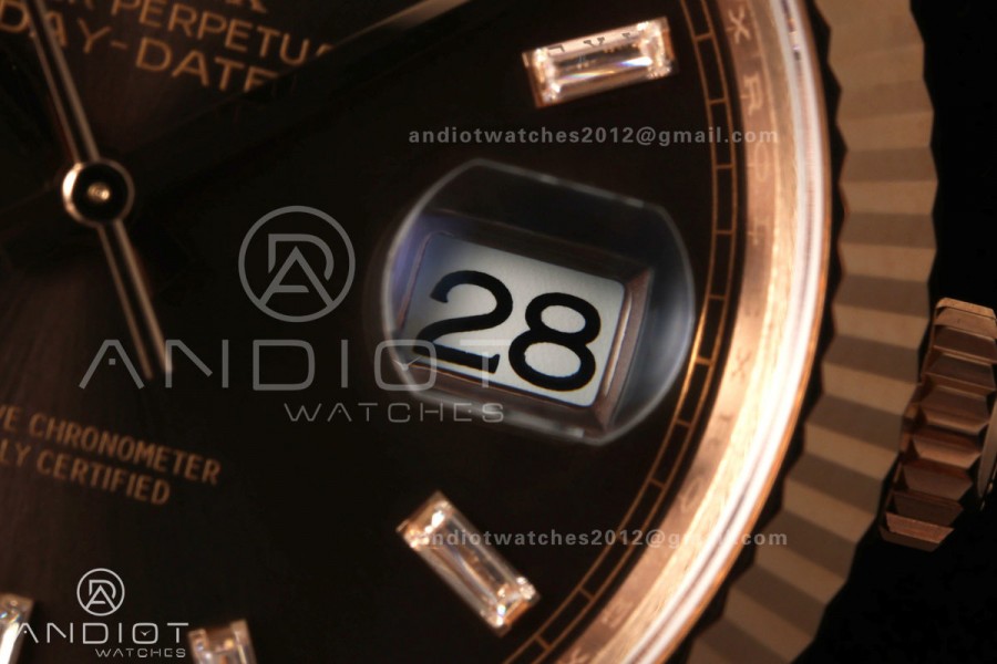 DayDate 40mm 228235 VSF Gain Weight V2 1:1 Best Edition Brown Dial T Diamond Marker on President Bracelet VS3255