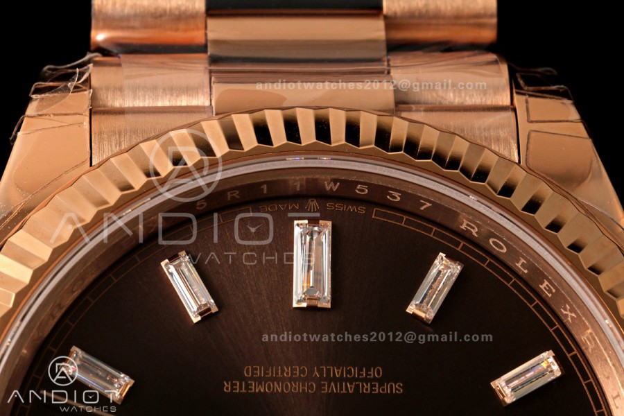 DayDate 40mm 228235 VSF Gain Weight V2 1:1 Best Edition Brown Dial T Diamond Marker on President Bracelet VS3255