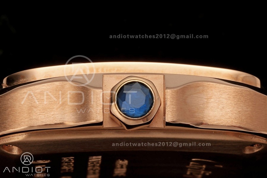 Santos de Cartier 27mm RG AF 1:1 Best Edition Silver Dial On RG SmartLinks Bracelet Ronda Quartz