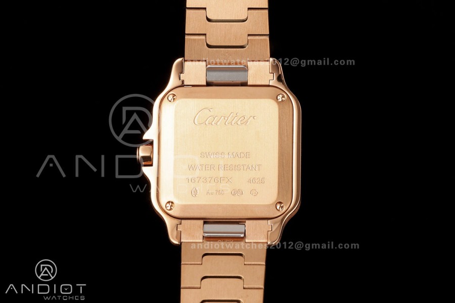 Santos de Cartier 27mm RG AF 1:1 Best Edition Silver Dial On RG SmartLinks Bracelet Ronda Quartz
