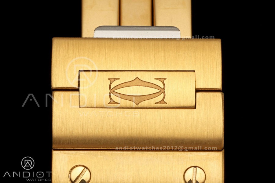 Santos WGSA0107 27x34mm AF 1:1 Best Edition Silver Dial On YG SmartLinks Bracelet Ronda Quartz