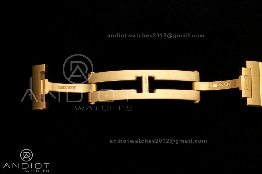 Santos WGSA0107 27x34mm AF 1:1 Best Edition Silver Dial On YG SmartLinks Bracelet Ronda Quartz