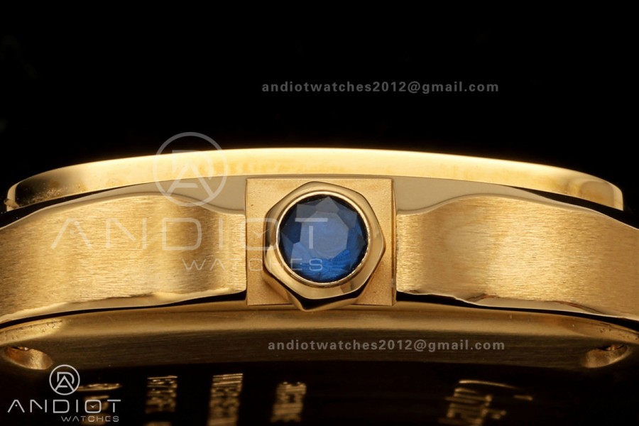 Santos WGSA0107 27x34mm AF 1:1 Best Edition Silver Dial On YG SmartLinks Bracelet Ronda Quartz