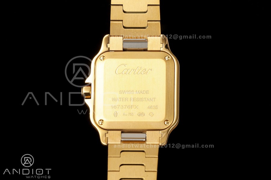 Santos WGSA0107 27x34mm AF 1:1 Best Edition Silver Dial On YG SmartLinks Bracelet Ronda Quartz