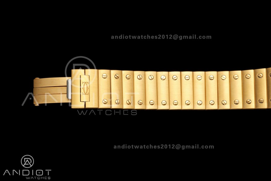 Santos WGSA0107 27x34mm AF 1:1 Best Edition Silver Dial On YG SmartLinks Bracelet Ronda Quartz