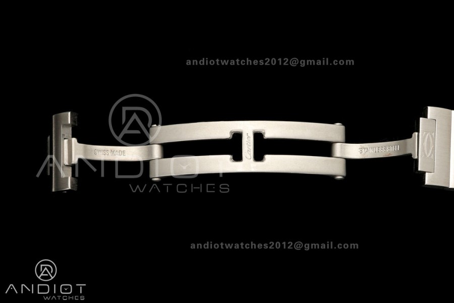 Santos de Cartier 27mm SS AF 1:1 Best Edition Diamond Bezel Silver Dial On SS SmartLinks Bracelet Ronda Quartz