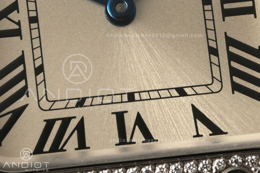 Santos de Cartier 27mm SS AF 1:1 Best Edition Diamond Bezel Silver Dial On SS SmartLinks Bracelet Ronda Quartz