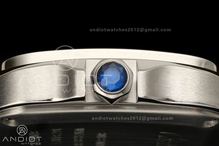 Santos de Cartier 27mm SS AF 1:1 Best Edition Diamond Bezel Silver Dial On SS SmartLinks Bracelet Ronda Quartz