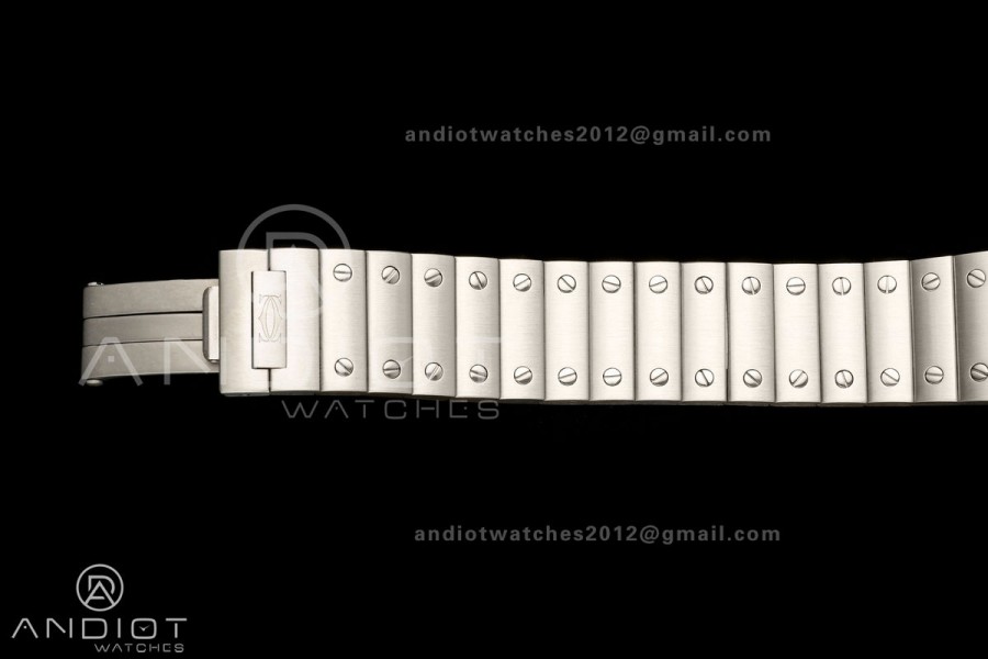 Santos de Cartier 27mm SS AF 1:1 Best Edition Diamond Bezel Silver Dial On SS SmartLinks Bracelet Ronda Quartz