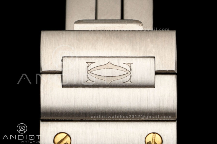 Santos de Cartier 27mm SS/YG AF 1:1 Best Edition Silver Dial Diamond Bezel On SS/YG SmartLinks Bracelet Ronda Quartz