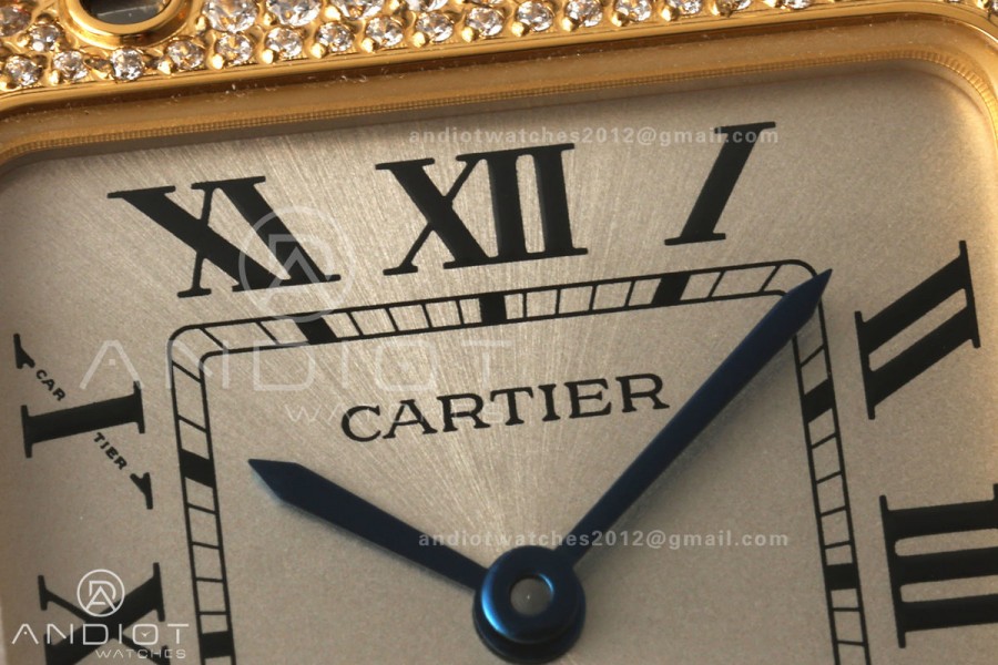 Santos de Cartier 27mm SS/YG AF 1:1 Best Edition Silver Dial Diamond Bezel On SS/YG SmartLinks Bracelet Ronda Quartz