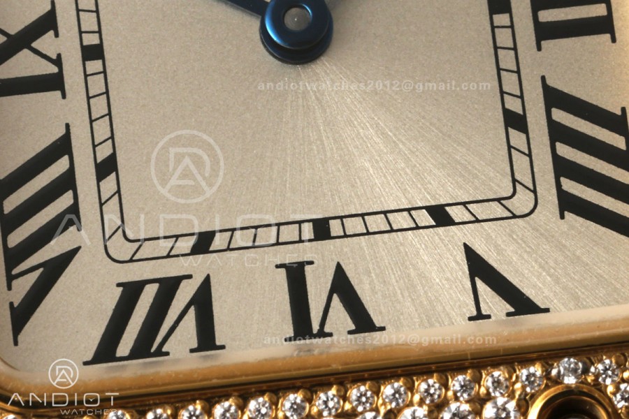 Santos de Cartier 27mm SS/YG AF 1:1 Best Edition Silver Dial Diamond Bezel On SS/YG SmartLinks Bracelet Ronda Quartz