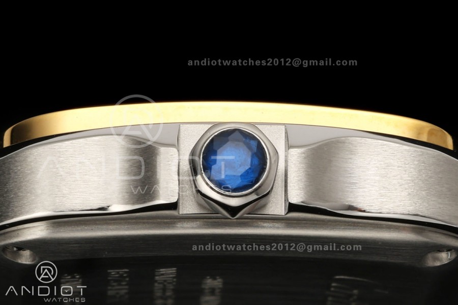 Santos W2SA0033 27x34mm AF 1:1 Best Edition Silver Dial  ON SS/YG SmartLinks Bracelet Ronda Quartz