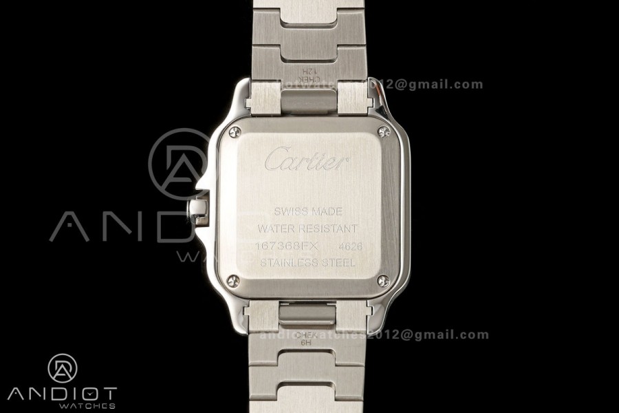 Santos W2SA0033 27x34mm AF 1:1 Best Edition Silver Dial  ON SS/YG SmartLinks Bracelet Ronda Quartz