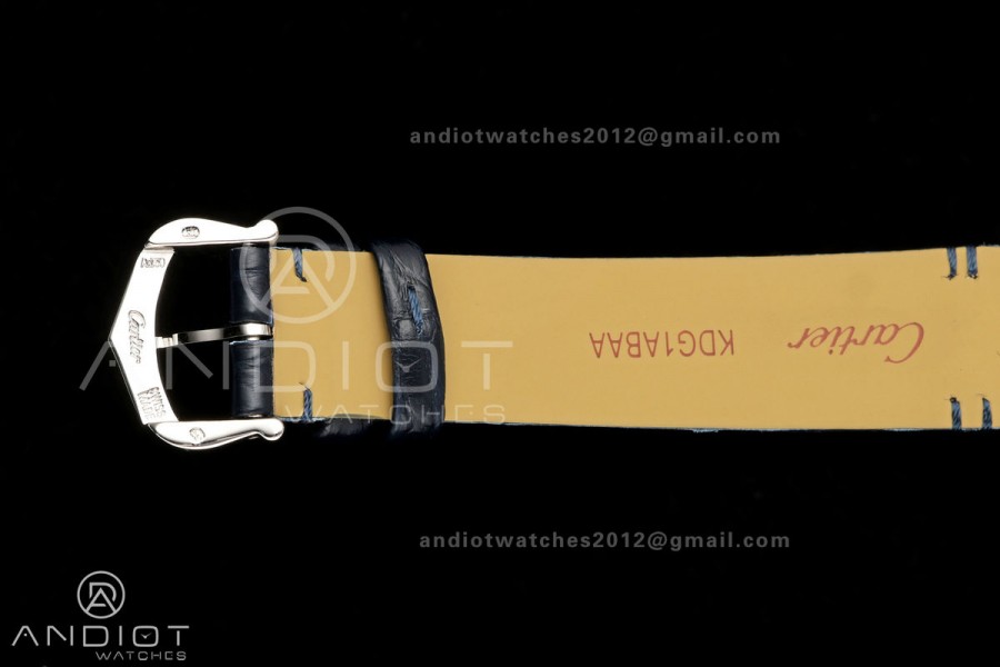 Santos De Cartier DRF 27mm SS/LE Silver Dial Alligator Leather Strap Quartz
