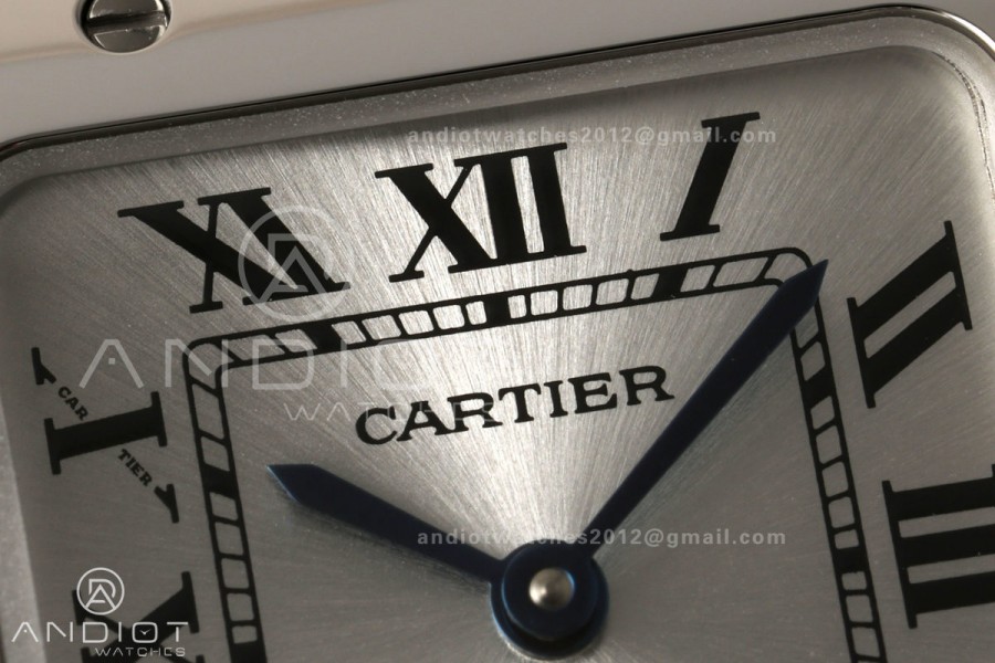 Santos De Cartier DRF 27mm SS/LE Silver Dial Alligator Leather Strap Quartz