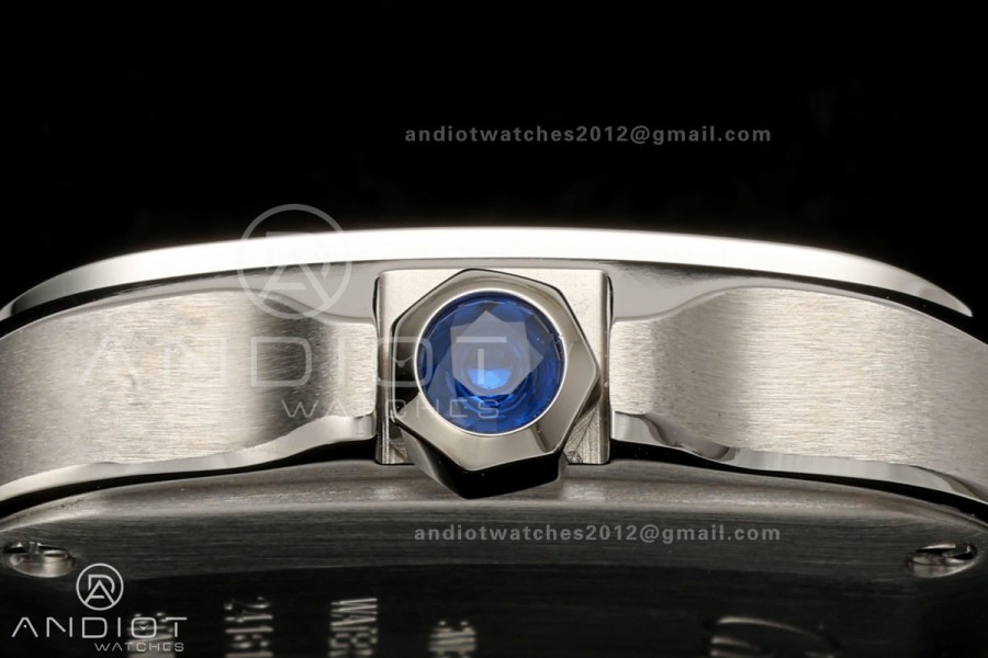 Santos De Cartier DRF 27mm SS/LE Silver Dial Alligator Leather Strap Quartz
