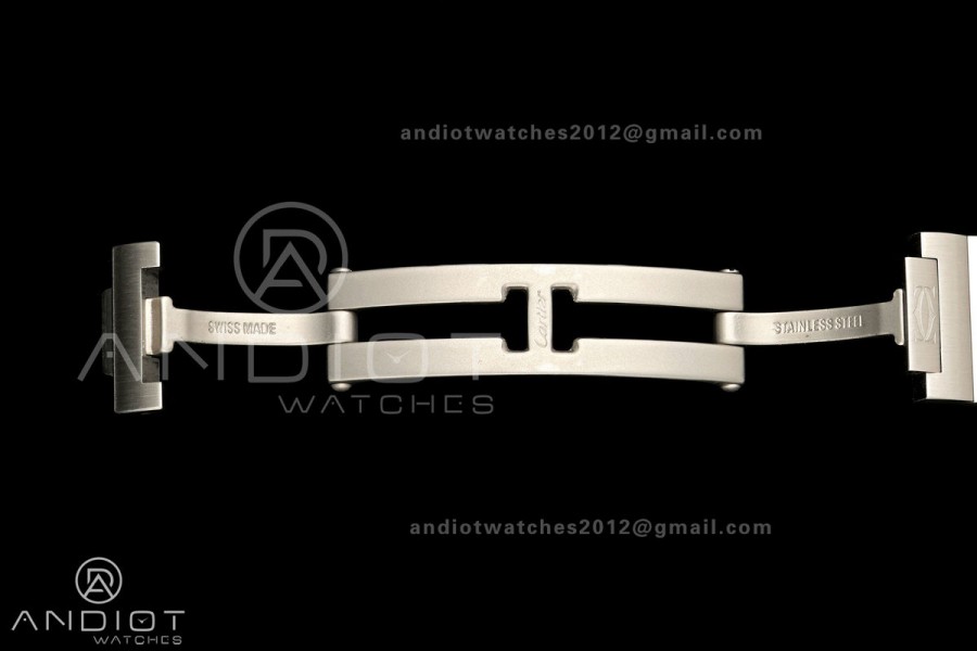 Santos de Cartier 27mm SS DRF 1:1 Best Edition Silver Dial On SS SmartLinks Bracelet Ronda Quartz
