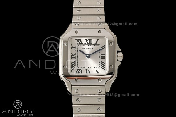 Santos de Cartier 27mm SS DRF 1:1 Best Edition Sil...