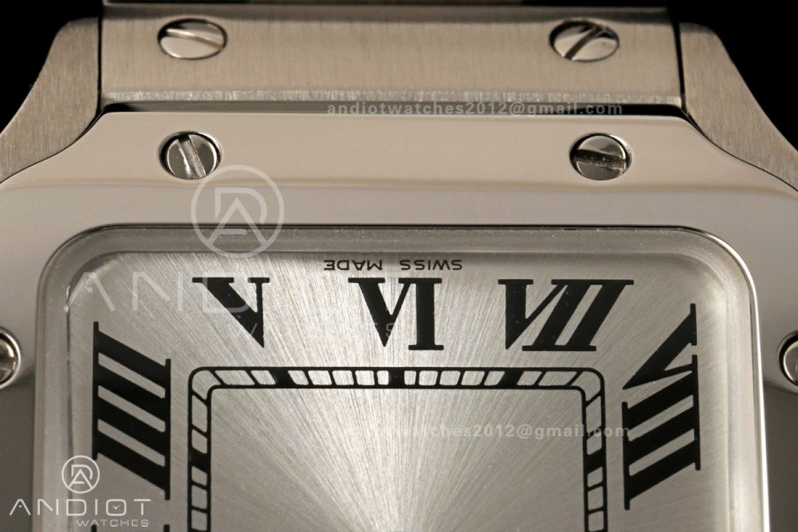 Santos de Cartier 27mm SS DRF 1:1 Best Edition Silver Dial On SS SmartLinks Bracelet Ronda Quartz