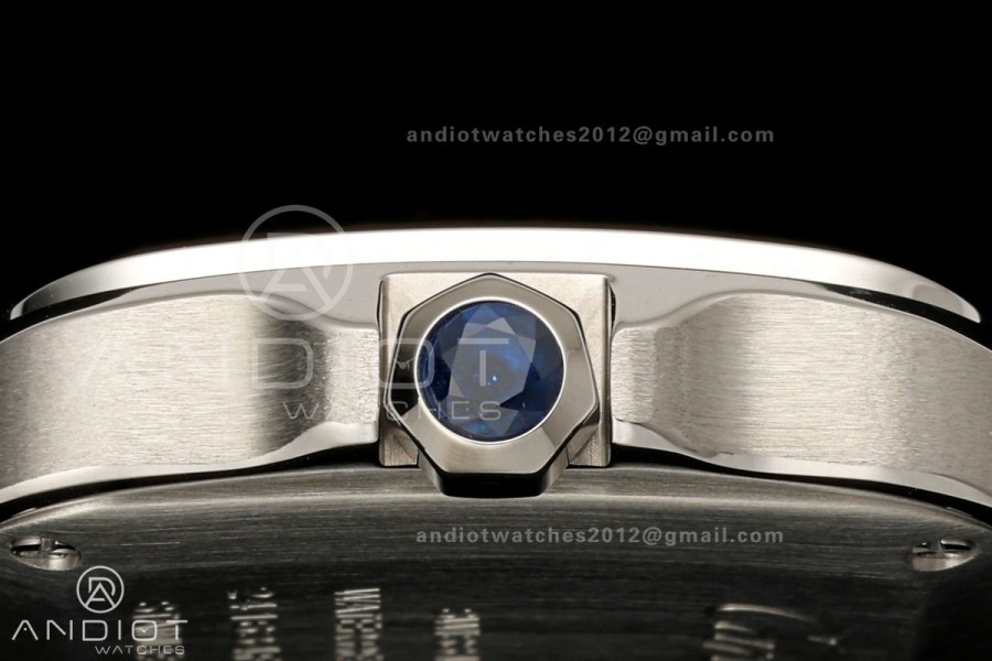 Santos de Cartier 27mm SS DRF 1:1 Best Edition Silver Dial On SS SmartLinks Bracelet Ronda Quartz