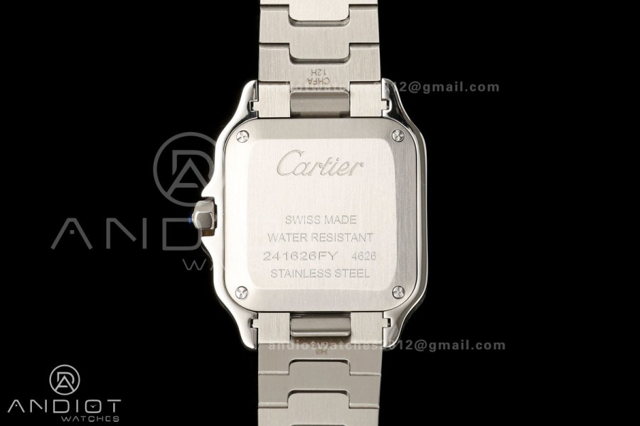Santos de Cartier 27mm SS DRF 1:1 Best Edition Silver Dial On SS SmartLinks Bracelet Ronda Quartz