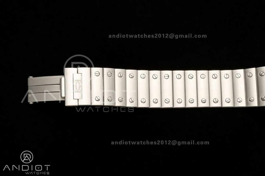 Santos de Cartier 27mm SS DRF 1:1 Best Edition Silver Dial On SS SmartLinks Bracelet Ronda Quartz