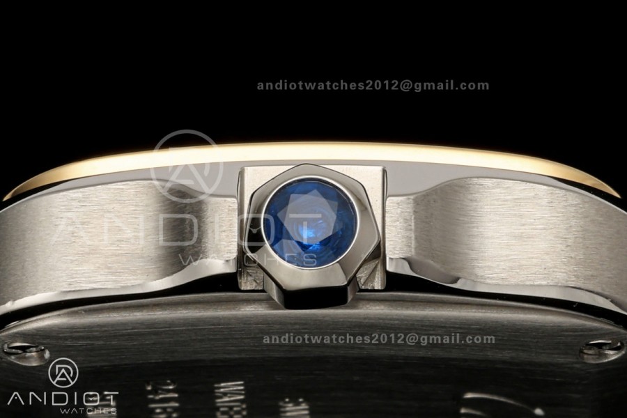 Santos De Cartier 27mm YG Bezel DRF SS/LE Silver Dial Alligator Leather Strap Quartz